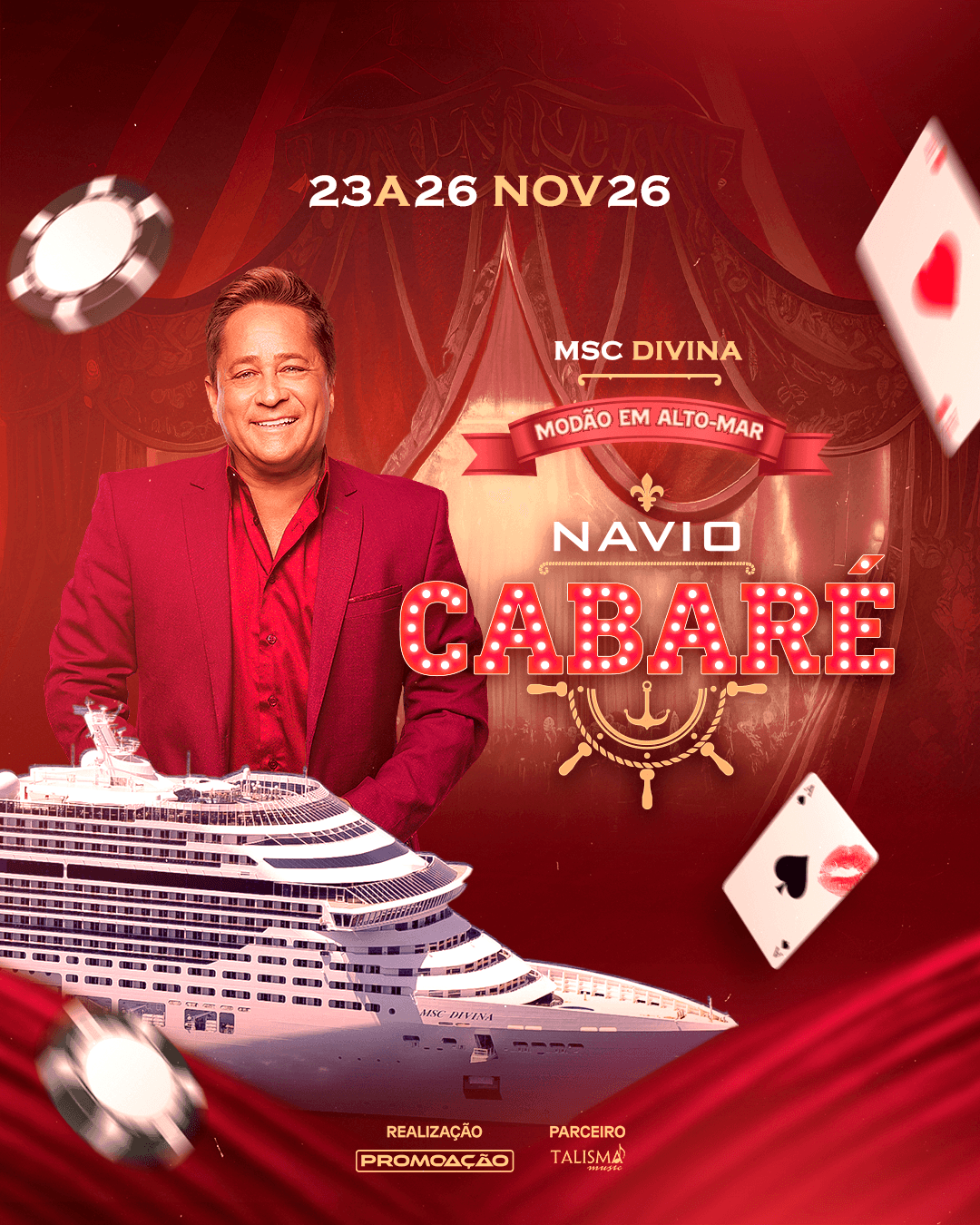Navio Cabaré 2026: o maior modão em alto-mar chega à sua 5ª edição no MSC Divina
