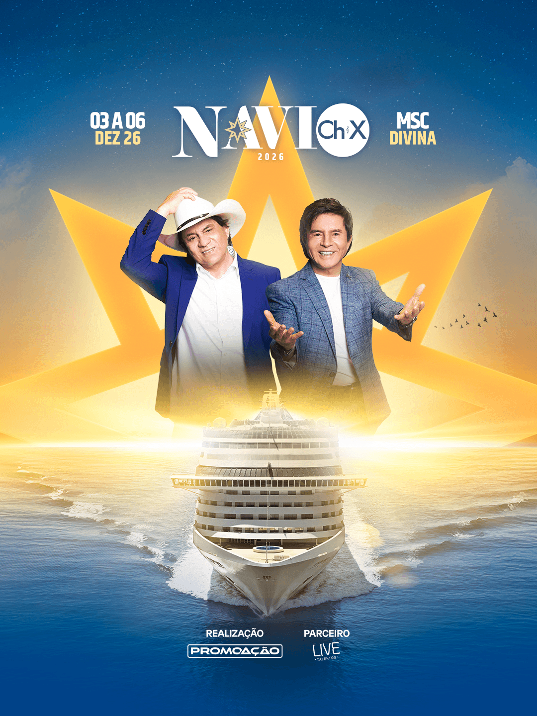 Navio Chitãozinho & Xororó 2026: a segunda edição do cruzeiro sertanejo chega ao Brasil