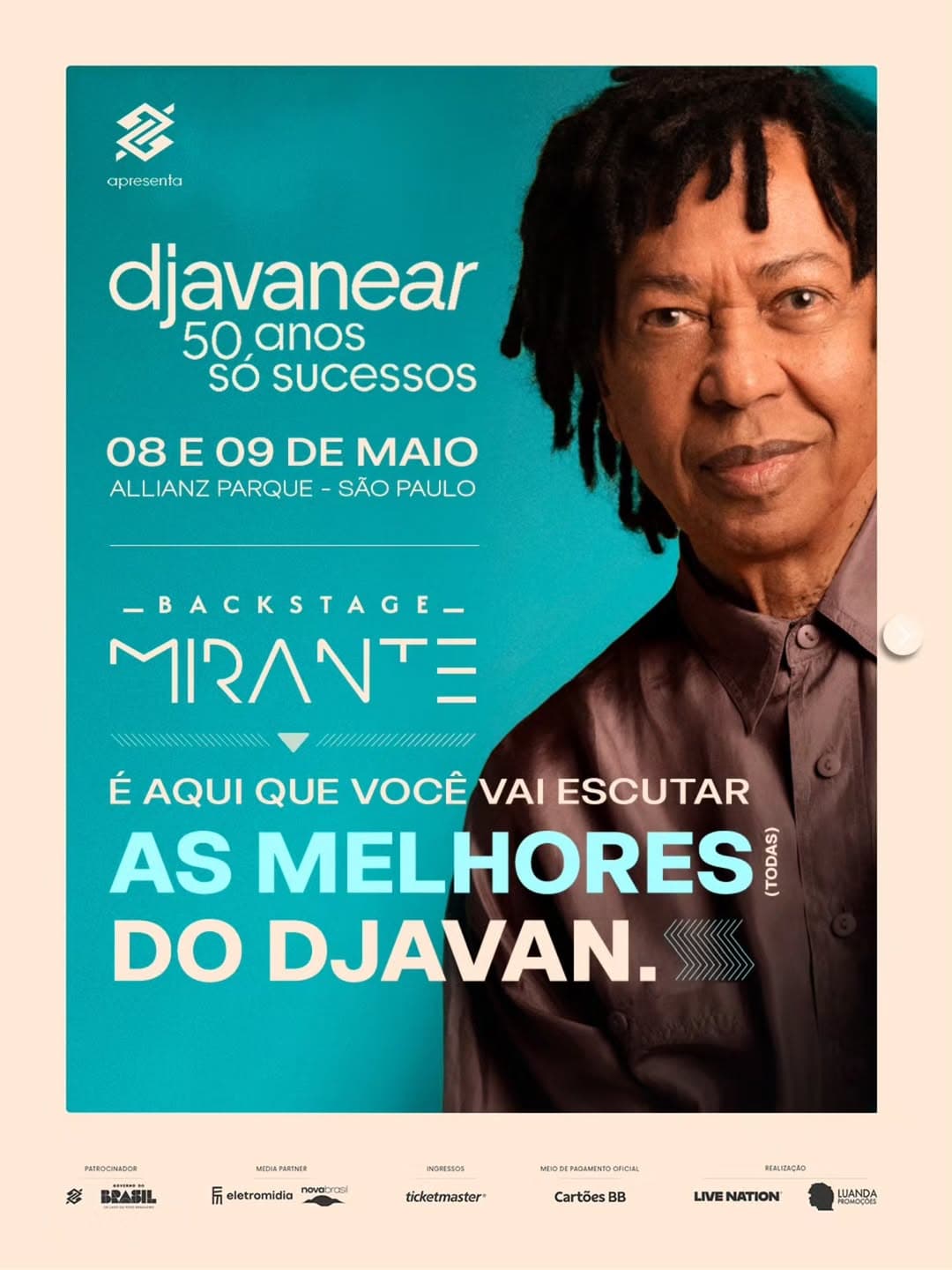 Djavan no Allianz Parque: curta o show histórico com open bar, food premium e vista VIP
